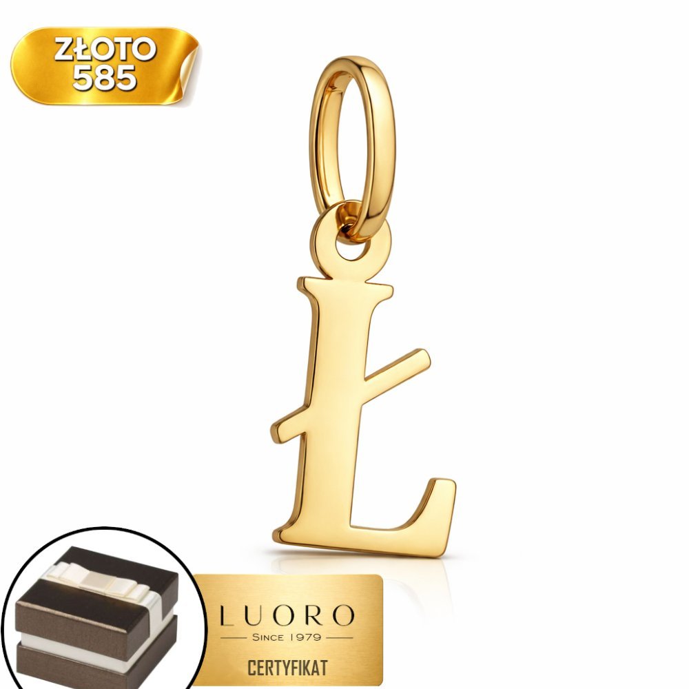 ZAWIESZKA ZŁOTA 585 14K LITERKA Ł 17 MM ELEGANCKA PRESTIŻOWA KLASYKA