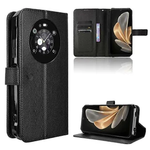 Skórzane etui na telefon o diamentowej fakturze Czarny For Fossibot F109 - Etui i futerały do telefonów - miniaturka - grafika 1