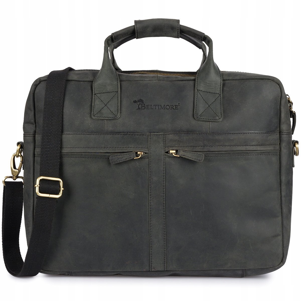 Torba Męska Skórzana Duża A4 Na Ramie Laptopa 15,4 Skóra Naturalna Czarna