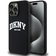 Etui i futerały do telefonów - Oryginalne Etui APPLE IPHONE 15 PRO MAX DKNY Hardcase Liquid Silicone White Printed Logo MagSafe (DKHMP15XSNYACH) czarne - miniaturka - grafika 1