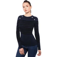 Swetry damskie - Dilgul Sweter Damski Miękki Komfortowy Granatowy w Czarne Paski Rozmiar M - miniaturka - grafika 1