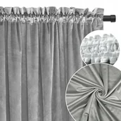 Zasłony - Zasłona welurowa JASNO SZARA 140x220cm elegancka miękka salon gruba SIWA - miniaturka - grafika 1