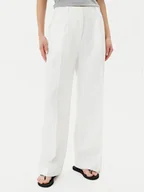 Spodnie sportowe damskie - Tommy Hilfiger Spodnie materiałowe WW0WW47214 Biały Regular Fit - miniaturka - grafika 1