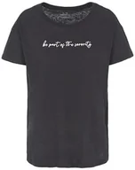 Koszulki i topy damskie - Armani Exchange Koszulka damska Sustainable, Boyfriend Fit, Printed Quote, czarny, XL - miniaturka - grafika 1