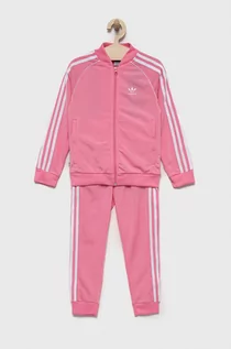 Dresy i komplety dla dziewczynek - adidas Originals dres dziecięcy kolor różowy - grafika 1