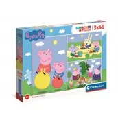 Puzzle - Clementoni Puzzle 3x48el Świnka Peppa 25263 - miniaturka - grafika 1