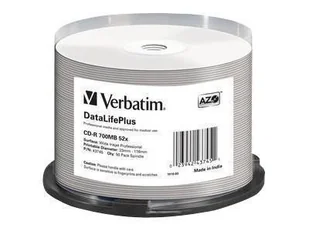 VERBATIM 43745 Verbatim CD-R   spindle 50 700MB 52x white wide printable - Nośniki danych - miniaturka - grafika 1