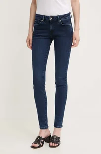 Pepe Jeans jeansy SKINNY JEANS LW damskie kolor granatowy PL204583CU2 - Spodnie damskie - miniaturka - grafika 1