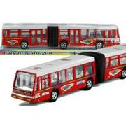 Samochody i pojazdy dla dzieci - Lean Toys Autobus Przegubowy Friction Duży 41,5 cm Czerwony - miniaturka - grafika 1