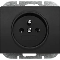 Gniazdka elektryczne - Gniazdo Onyx pojedyncze z uziemieniem czarny mat - miniaturka - grafika 1