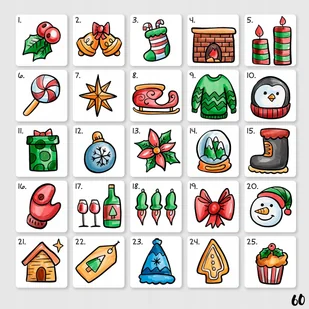 Naklejki Świąteczne Kalendarz Adwentowy 60 20X20 - Kalendarze - miniaturka - grafika 1
