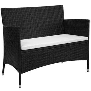 vidaXL Sofa ogrodowa z polirattanu 106x60x84, czarna - Sofy ogrodowe - miniaturka - grafika 5