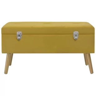 VidaXL Lumarko Ławka ze schowkiem, 80 cm, musztardowa, aksamitna 329930 VidaXL - Ławki do przedpokoju - miniaturka - grafika 1
