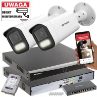 Zestawy do monitoringu - Monitoring 2 kamery 6MPX Hikvision DS-2CD1663G2-LIZU(2.8-12mm) MotoZoom ColorVu, Smart Hybrid Light, Detekcja ruchu MD 2.0 - miniaturka - grafika 1