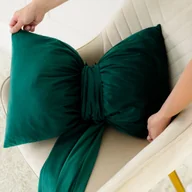 Kołdry i poduszki dla dzieci - KOKARDA Poduszka welwetowa z wypełnieniem silikonowym, 30x50cm z szarfą 25x290cm, kolor ciemny zielony, butelkowy - miniaturka - grafika 1