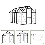 Szklarnie ogrodowe - The Living Store Szklarnia Antracyt Aluminium 7,03 m² - miniaturka - grafika 1