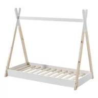 Łóżka dla dzieci i młodzieży - Białe/naturalne łóżko dziecięce w kształcie domku 70x140 cm Tipi - Vipack - miniaturka - grafika 1