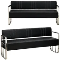 Sofy i kanapy - Sofa kanapa do salonu poczekalni gabinetu dwuosobowa srebrna rama - miniaturka - grafika 1