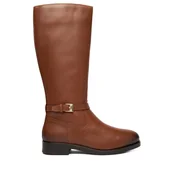 Kozaki damskie - Kozaki Tommy Hilfiger Th Buckle Riding Lthr Long Boot FW0FW08873 Brązowy - miniaturka - grafika 1