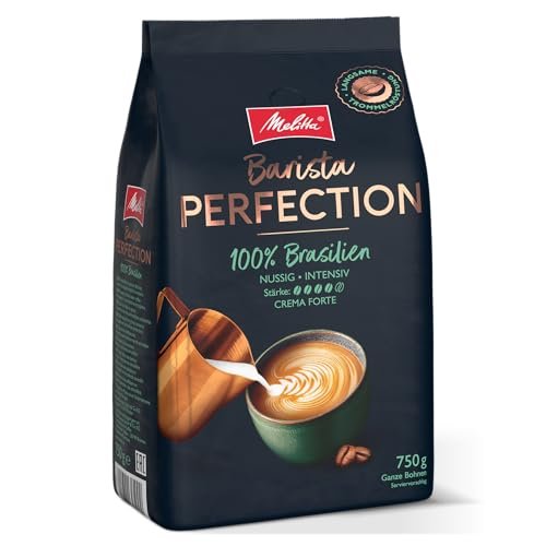 Melitta Barista Perfection 100% Brazylia, Single Origin Crema Forte, całe ziarna kawy, orzechowa, moc 4, 750 g