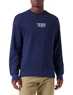 Bluzy męskie - United Colors of Benetton Męska bluza z kapturem, niebieski 252, S - miniaturka - grafika 1