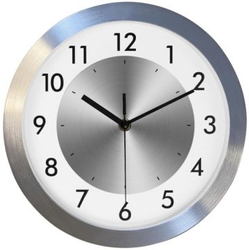Zegar Ścienny Na Ścianę Cichy Nowoczesny Srebrny Aluminiowy Duży Ø 30 cm