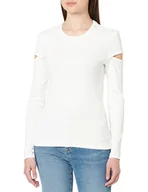 Koszulki i topy damskie - ONLY Women's Onlnew INA L/S Out TOP Box JRS Shirt, Cloud Dancer/Detail:Arm Cut, XL - miniaturka - grafika 1