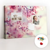 Tablice i flipcharty - Szkolna Tablica korkowa 60x40 cm, Kolorowe Pinezki, wzór Kwiaty wiosna - miniaturka - grafika 1