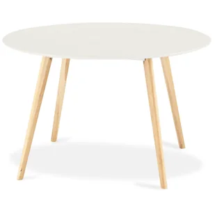 Ibbe Design Okrągły Matowy Stół Kuchenny Stół do Jadalni Life Nowoczesny Stół Obiadowy, Biały, Drewno (Dąb), MDF, z Nogami z Litego Drewna w stylu s.. - Stoły - miniaturka - grafika 1