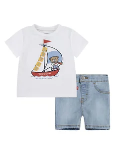Levi's Kids 2-częściowy zestaw w kolorze biało-niebieskim - Kaftaniki dla niemowląt - miniaturka - grafika 1
