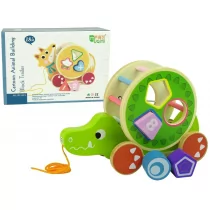 Import LEANToys Krokodyl  Zielony Do Ciągnięcia Na Kółkach Sorter Klocki Drewniane LT-10166-0 - Sortery dla dzieci - miniaturka - grafika 1