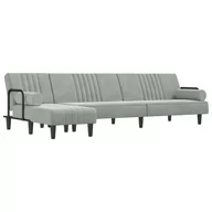 Narożniki - Sofa rozkładana L, jasnoszara, 260x140x70 cm, aksa - miniaturka - grafika 1