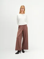 Spodnie damskie - Beżowe tkaninowe spodnie - miniaturka - grafika 1