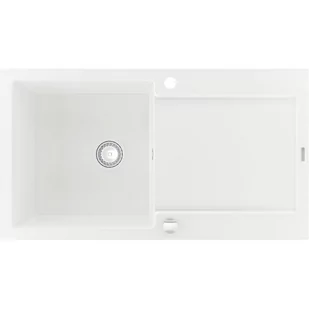 Mexen Leo zlewozmywak granitowy 1-komorowy z ociekaczem 900 x 500 mm, biały - 6501901010-20 - Zlewozmywaki - miniaturka - grafika 1