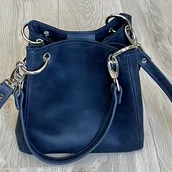 Torebki damskie - Niebieska torebka damska ze skóry Crazy Horse. - miniaturka - grafika 1