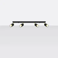 Lampy sufitowe - Plafon ALVOR 4 czarny/złoty LED 4000K - 81x5x18cm Sollux - miniaturka - grafika 1