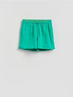 Spodenki damskie - Reserved - Gładkie szorty plażowe - zielony - miniaturka - grafika 1