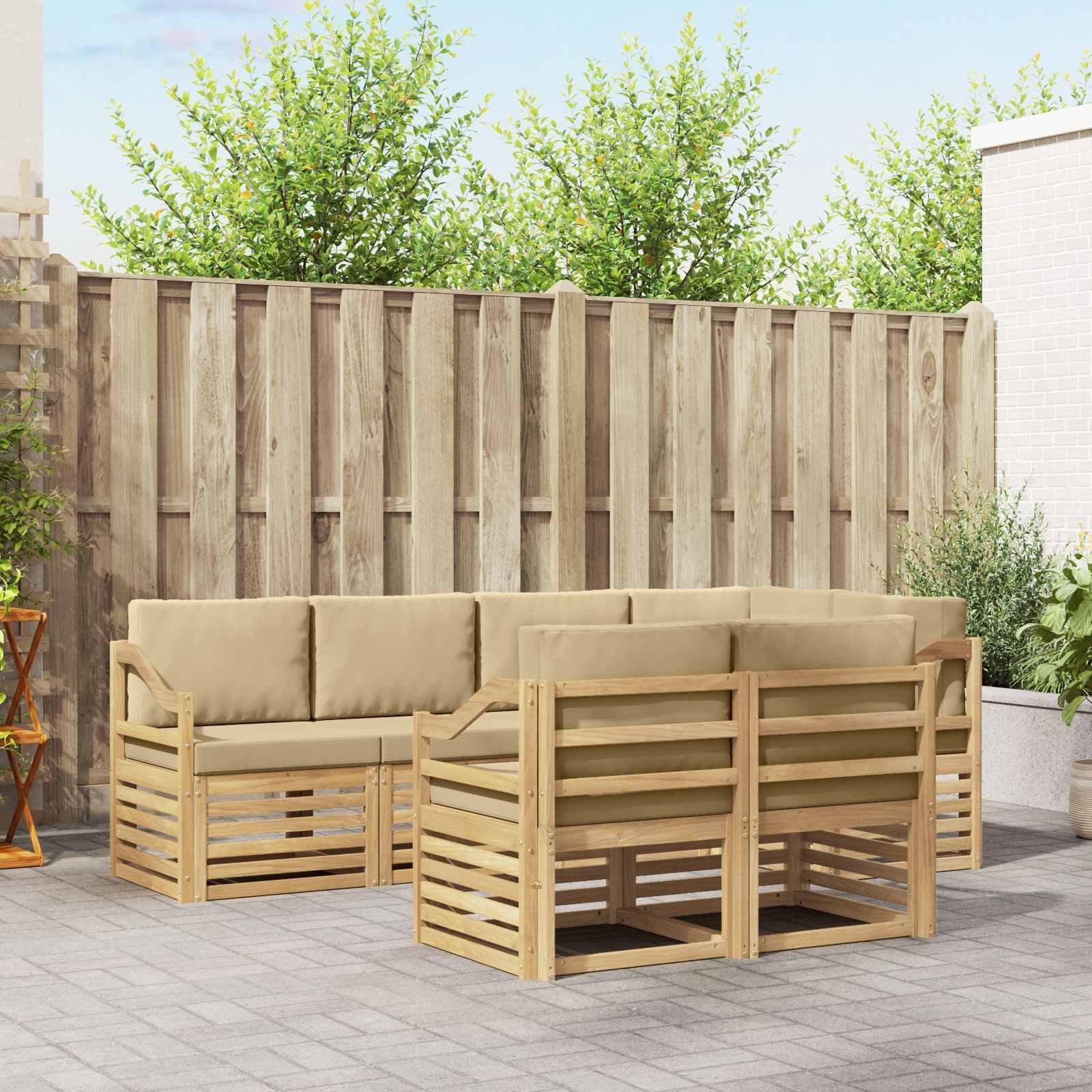 vidaXL Zestaw sof na zewnątrz 7 pcs Biały i Beżowy 245 x 126,5 x 73 cm