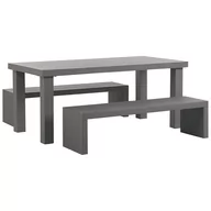Meble ogrodowe - Beliani Zestaw ogrodowy Taranto betonowy stół 2 ławki szary 219320 - miniaturka - grafika 1