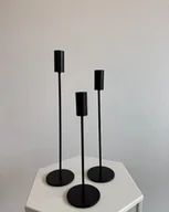 Świeczniki - Komplet trzech czarnych świeczników metalowych - miniaturka - grafika 1