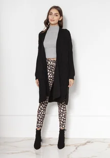 Swetrowy płaszcz z kieszeniami swe139 czarny - Swetry damskie Swetrowy płaszcz z kieszeniami swe139 czarny - Swetry damskie - miniaturka - grafika 1