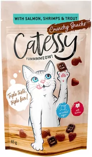 Catessy Crunchy Snacks, 65 g - Z łososiem, krewetkami i pstrągiem - Mleko dla kociąt i szczeniąt - miniaturka - grafika 1