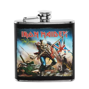 Unbekannt Iron Maiden piersiówka Hip Flask The Trooper stal nierdzewna czarna + Box nowość B07798WHYK - Piersiówki - miniaturka - grafika 1