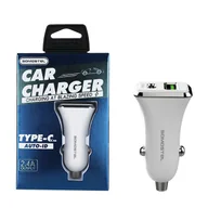 Ładowarki samochodowe - ŁADOWARKA SAMOCHODOWA 3A+2.4A 28W BIAŁA SOMOSTEL 3100mA + 2100mA TYPC+USB DUAL SMS-A42 QC 3.0 PD - miniaturka - grafika 1