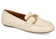 Mokasyny damskie - Geox Mokasyny Damskie Beżowe Skórzane Wsuwane 41 Ż5Q - miniaturka - grafika 1
