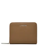 Portfele - Calvin Klein Mały Portfel Damski Ck Must Md Zip Around_Caviar K60K612831 Beżowy - miniaturka - grafika 1