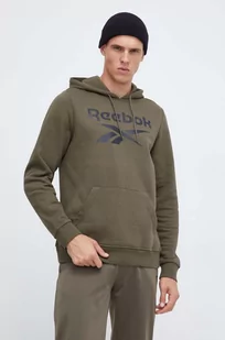 Reebok bluza męska kolor zielony z kapturem z nadrukiem - Bluzy męskie - miniaturka - grafika 1