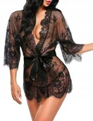 Komplety bielizny - KORONKOWY SZLAFROK DAMSKI BIELIZNA KORONKA SEK SOWNA KOSZULKA WALENTYNKI - miniaturka - grafika 1