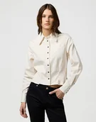 Koszule damskie - camicie donna wrangler 112370781 femme peplum shirt pinstar white - miniaturka - grafika 1