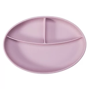 Talerz silikonowy THREE 2 owalny mauve - Miseczki i talerzyki dla dzieci - miniaturka - grafika 1